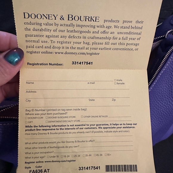 Dooney & Bourke Purple Shoulder Bag with Pebbled Texture - Picture 7 of 7